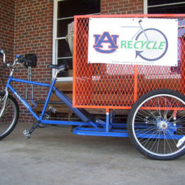 Pedal truck on Auburn's college campus. Eco-friendly vehicle for sustainable transportation. Manufactured by Main Street Mobility. www.pedaltruck.com