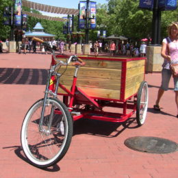 Sides made with beetle tree wood. Perfect for selling ad space and hauling cargo. www.pedaltruck.com